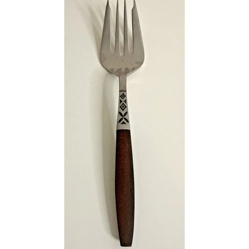 EKCO Eterna Canoe Muffin Meat Serving Fork Stainless Flatware Large MCM